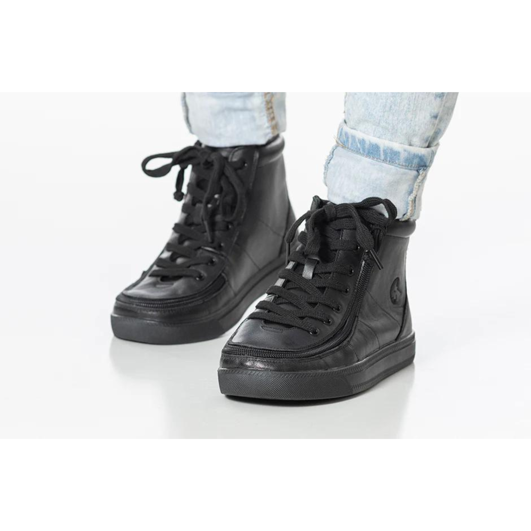 Billy Footwear (Kids) DR II Fit - High Top DR II Black Leather Shoes Clearance