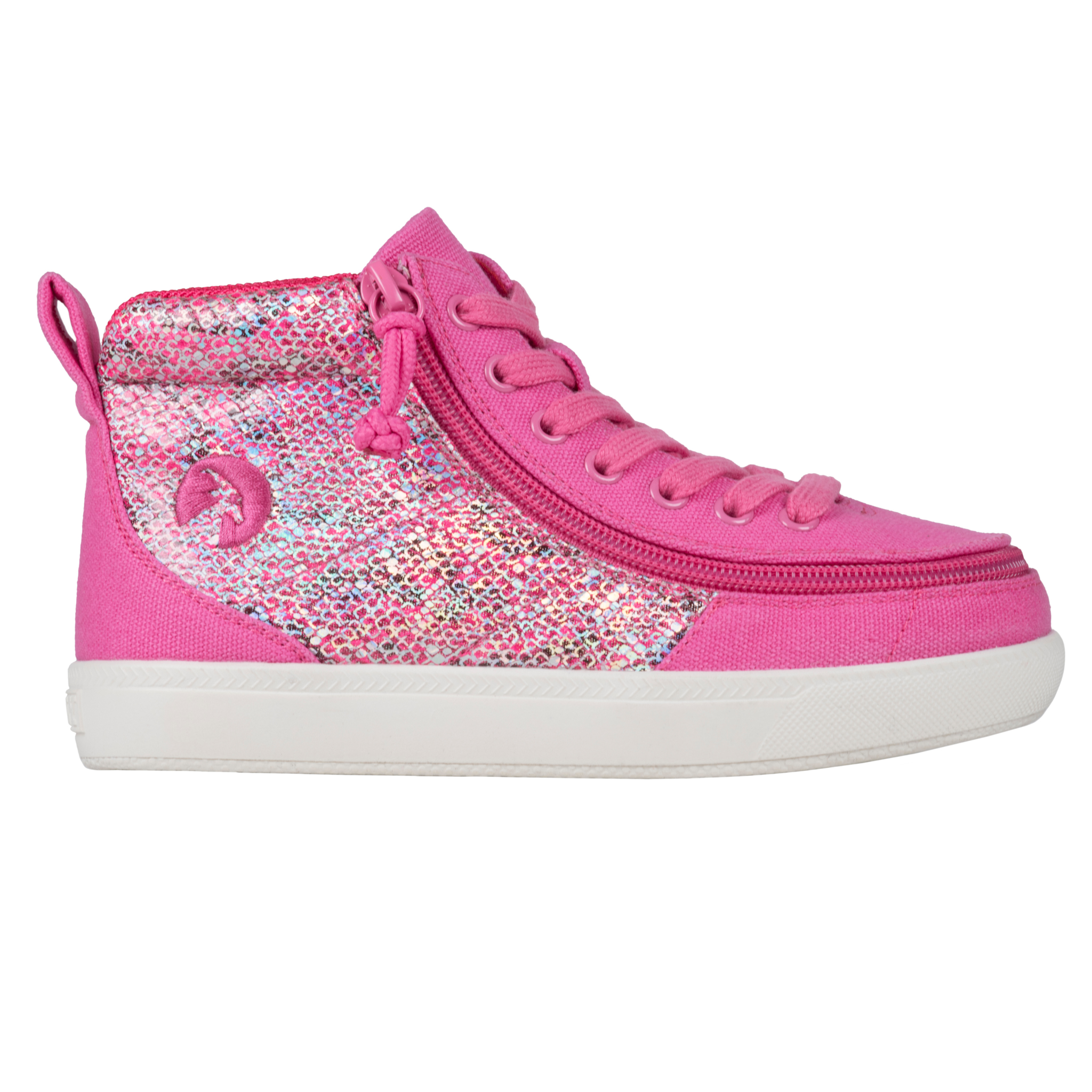 Billy Footwear (Kids) - High Top D|R Fuchsia Snake Canvas Shoes