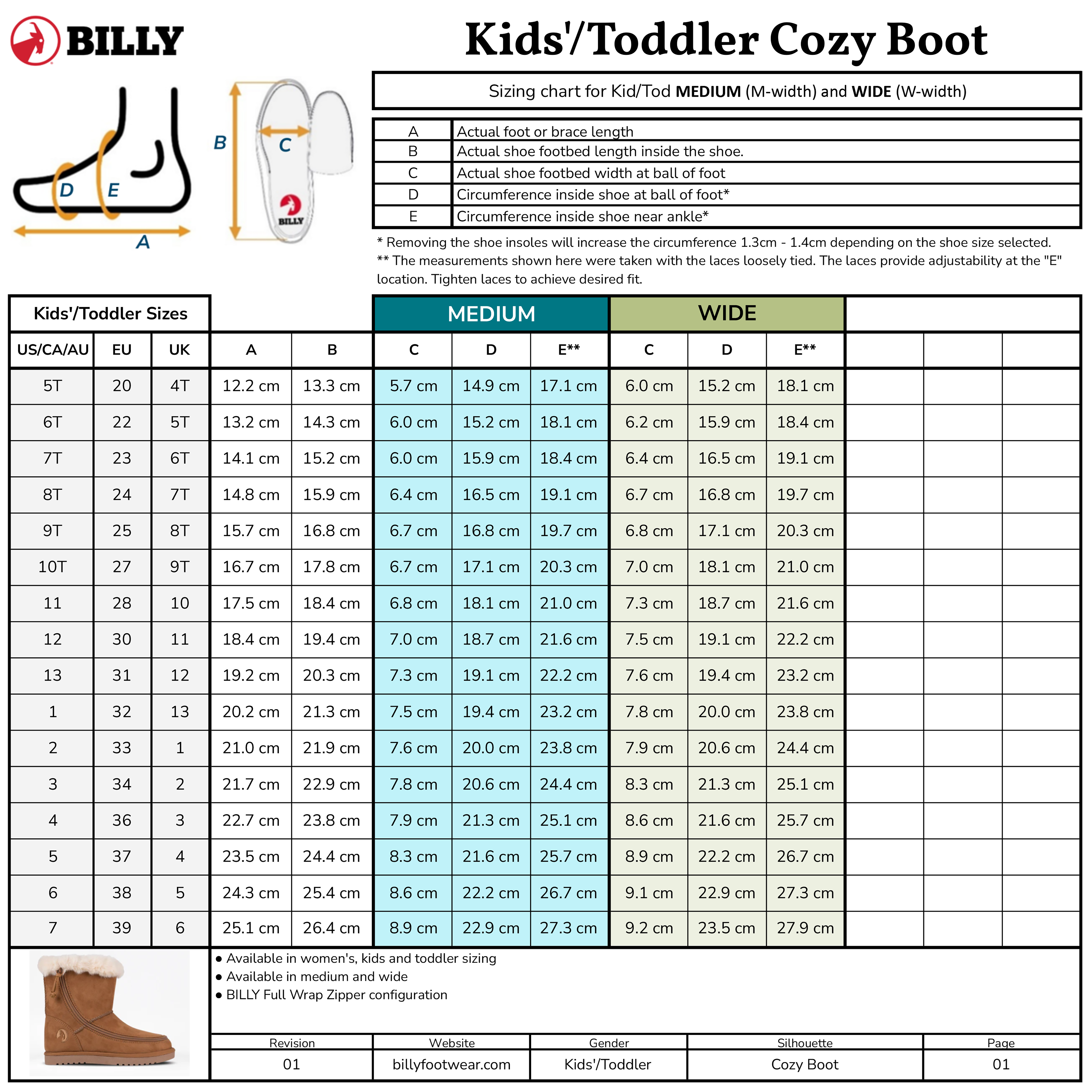 Billy Footwear (Kids) - Suede Chestnut Cosy Quilt Luxe Boots