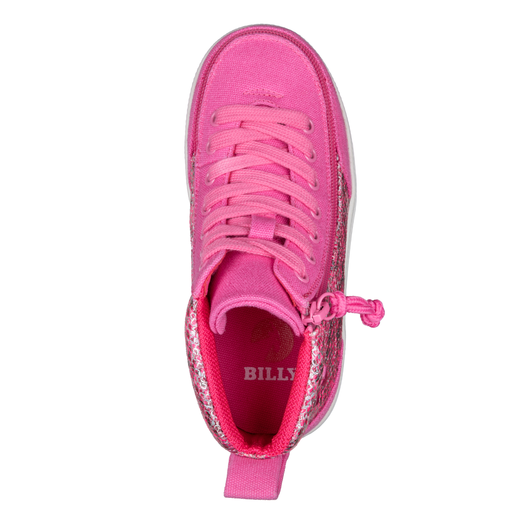 Billy Footwear (Kids) - High Top D|R Fuchsia Snake Canvas Shoes