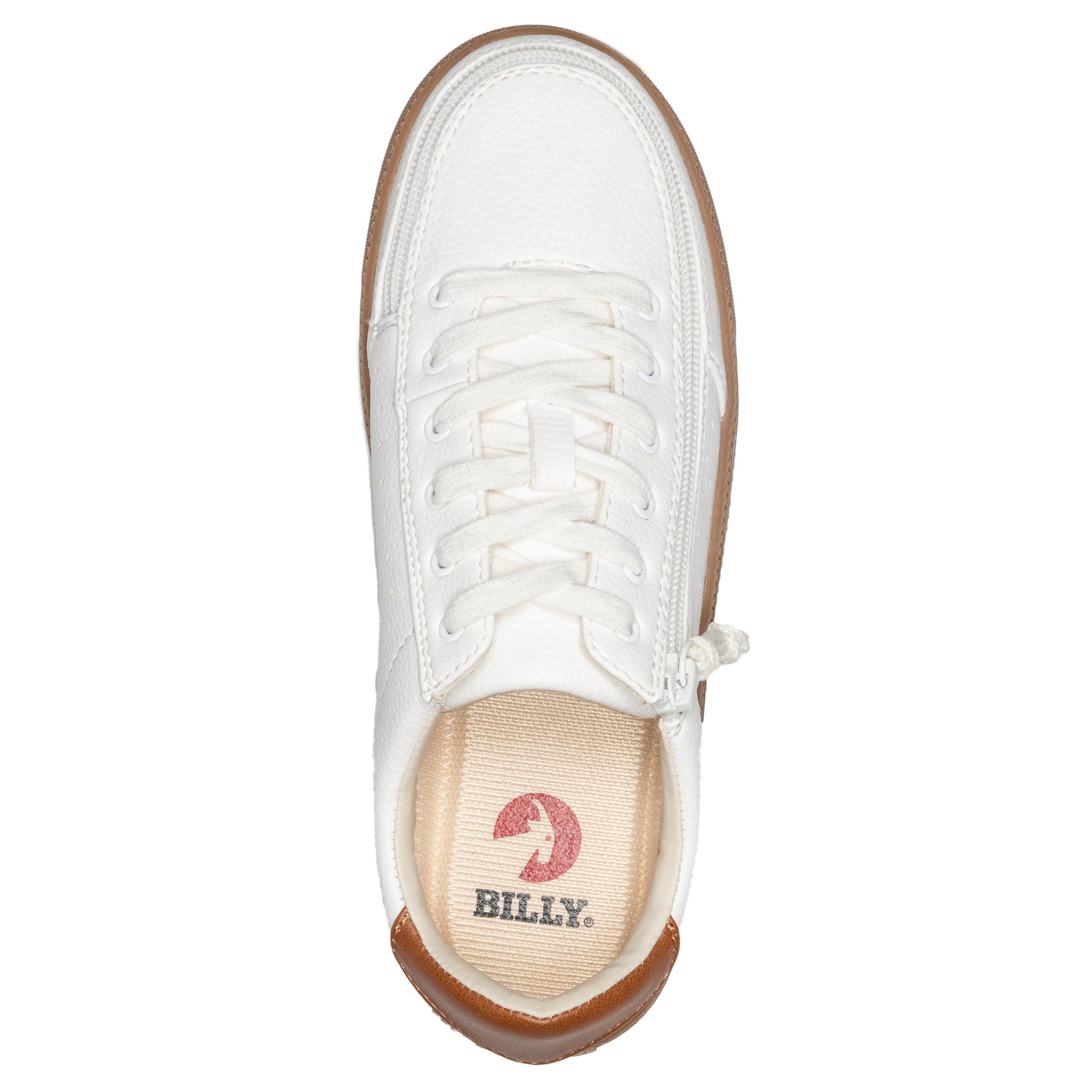 Billy Footwear (Womens) - Low Top White/Brown Faux Leather Shoes Clearance