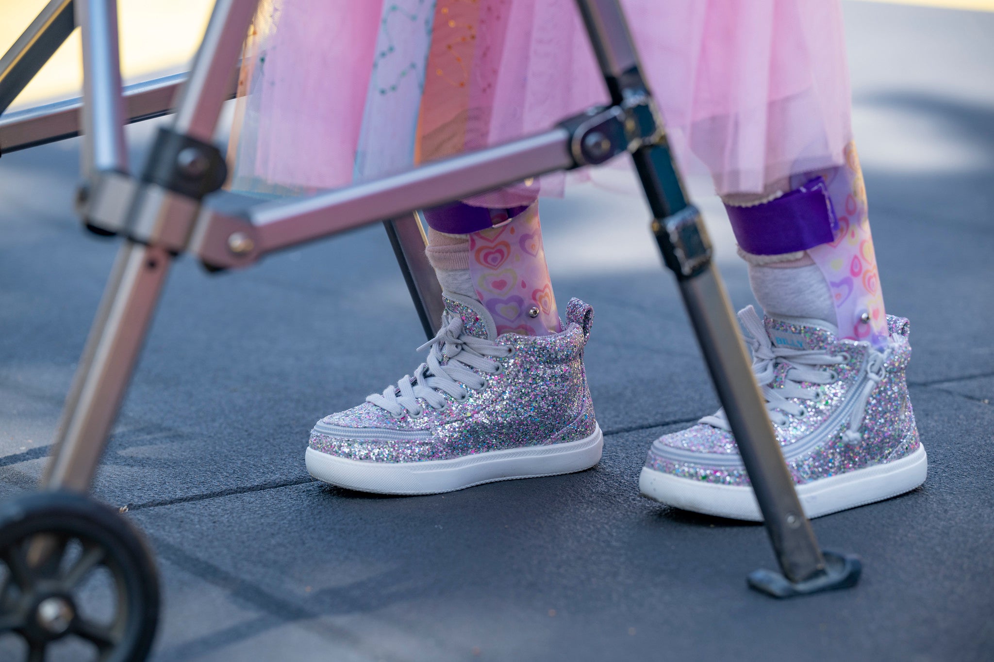 Billy Footwear DR II Fit (Kids) - High Top Multi Glitter Shoes