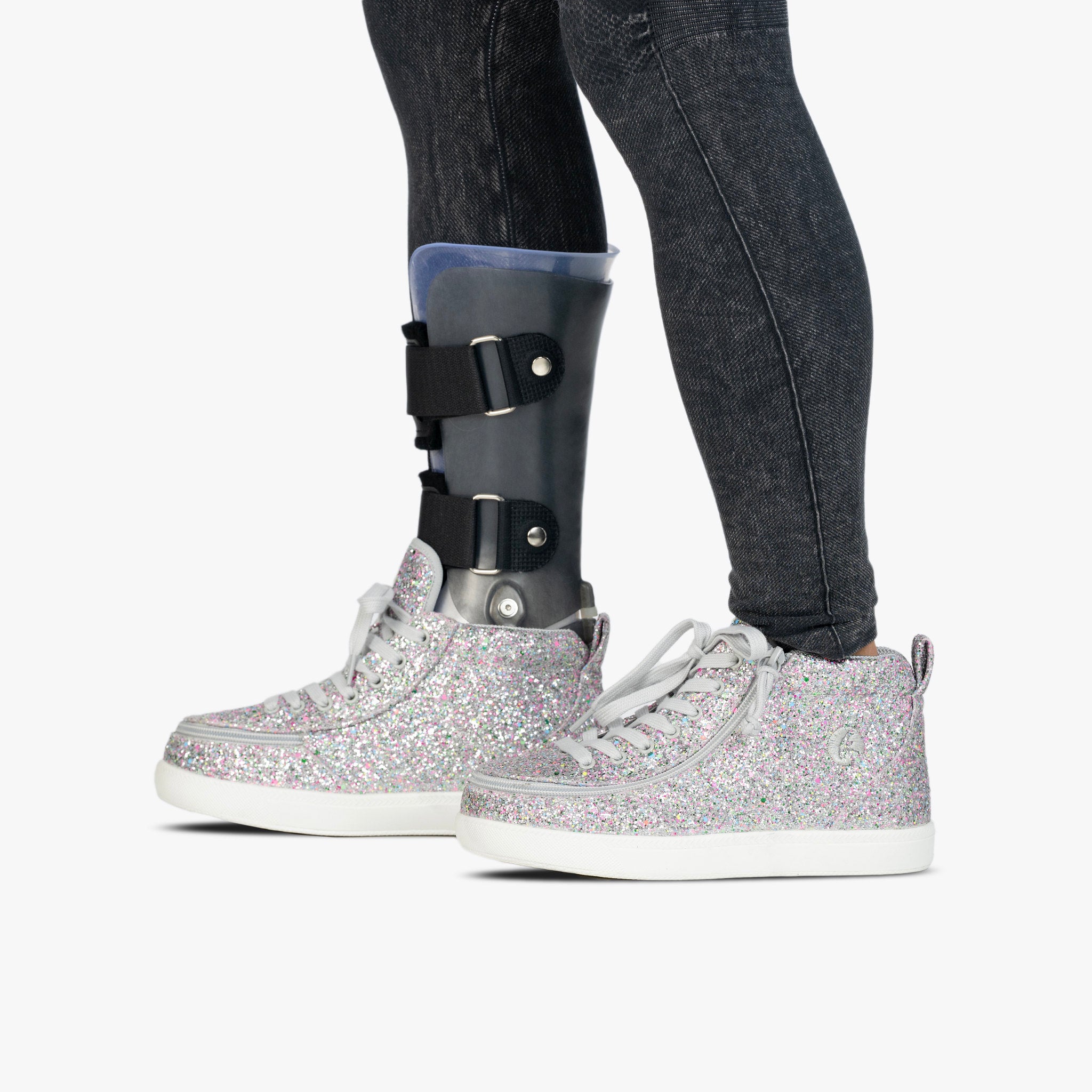 Billy Footwear DR II Fit (Kids) - High Top Multi Glitter Shoes
