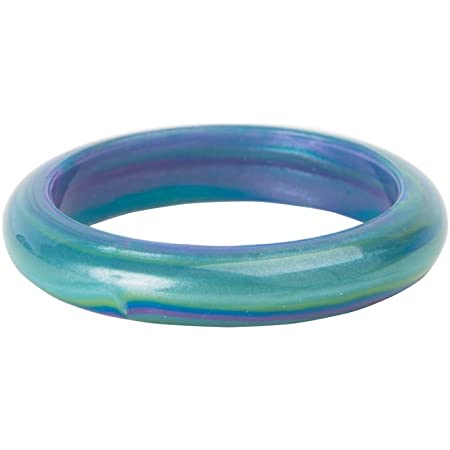 Blue and green silicon anxiety bangle on a white background