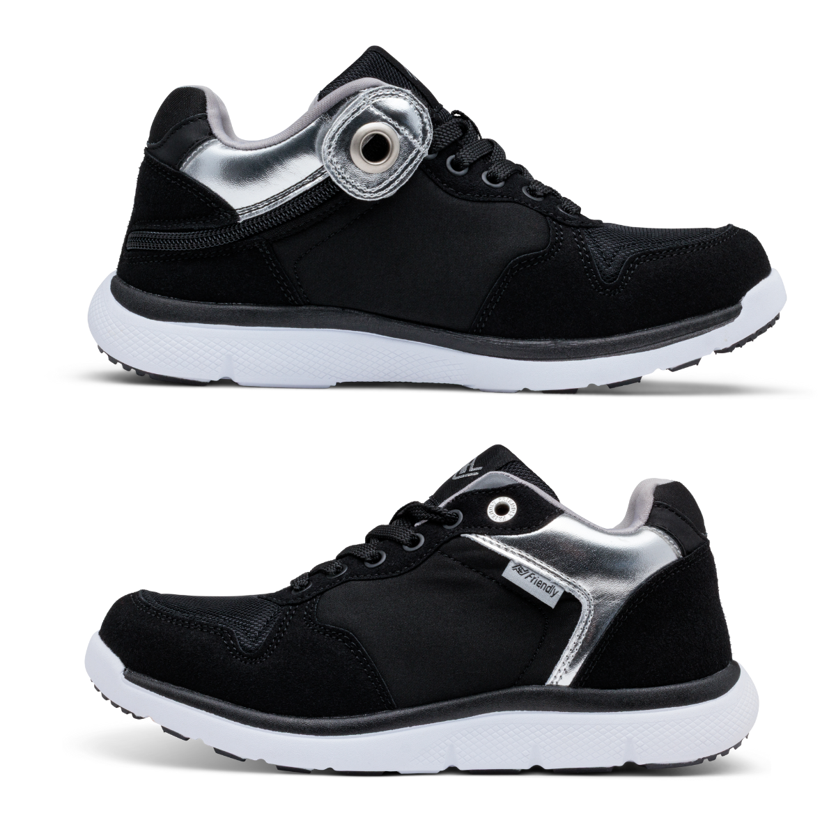 Friendly Shoes (Womens) - Excursion Mid Top Black Silver