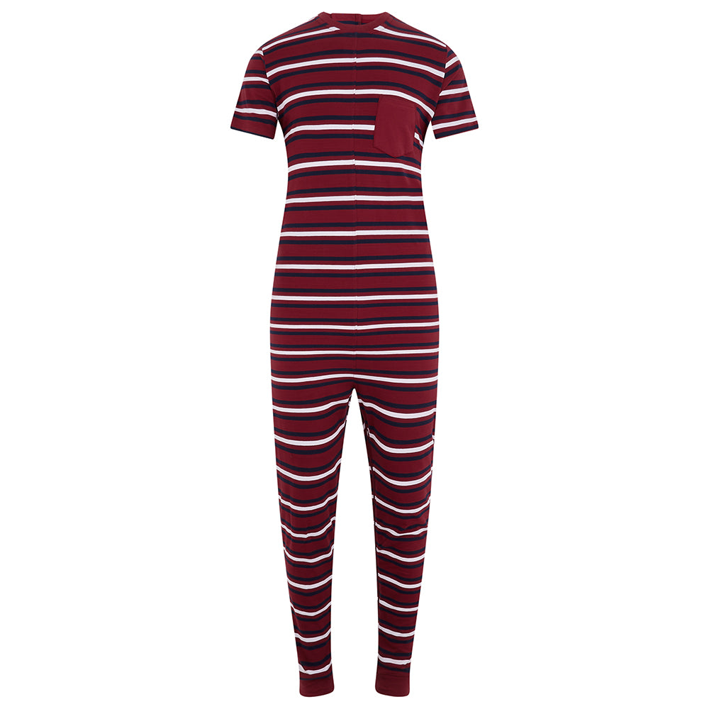 KayCey®Z Secret Zip Back Jumpsuits - Short Sleeve / Ankle Length Stripes