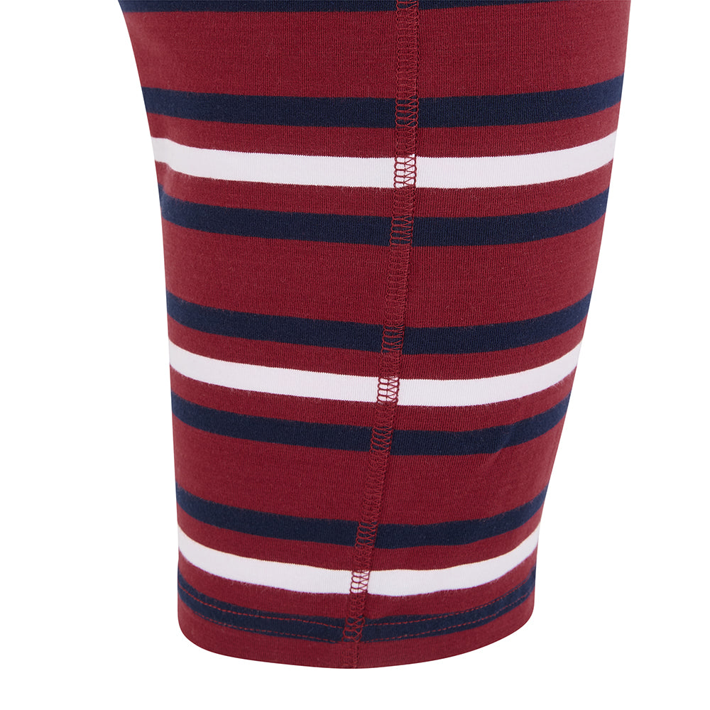 KayCey® Signature Stripes Short Sleeve Knee Length Zip Back Jumpsuit