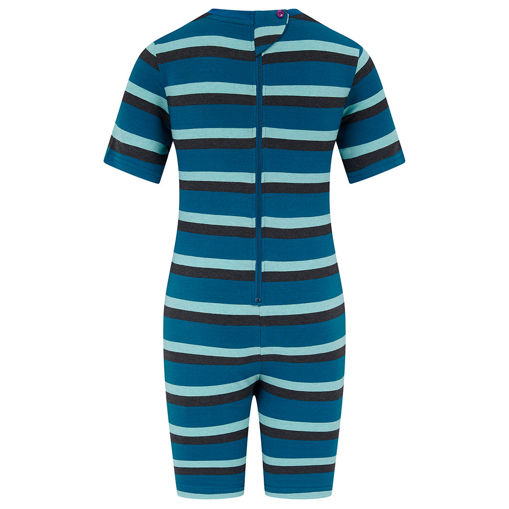 KayCey®Z Lite Secret Zip Back Jumpsuits (Kids) - Short Sleeve / Knee Length Stripes