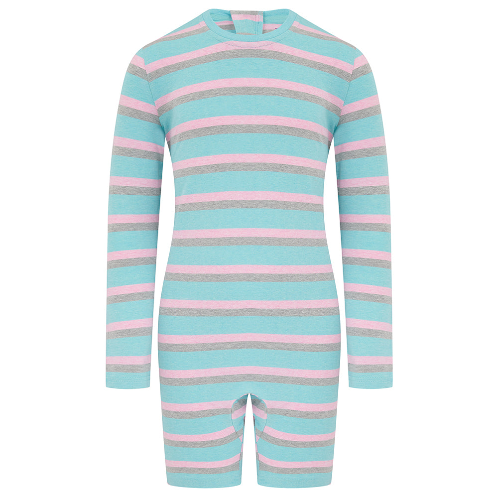 KayCey®Z Lite Secret Zip Back Jumpsuits (Kids) - Long Sleeve / Knee Length Stripes